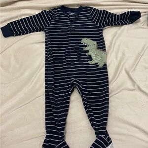 Carter's Navy Striped Dinosaur Footie